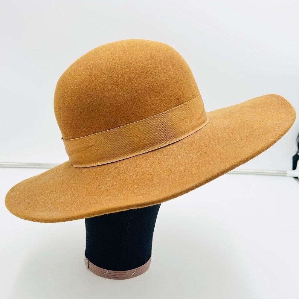 Wide Brim 100% Wool Felt Camel Brown Fedora One Size Hat Explorer Classic